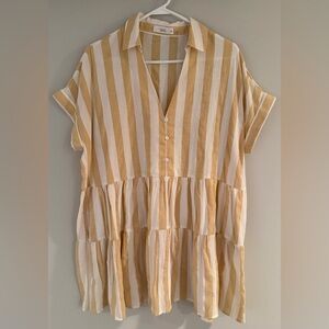 Talulah Boutique by Madi Nelson - Blakely Stripe Tier Dress - Yellow & White